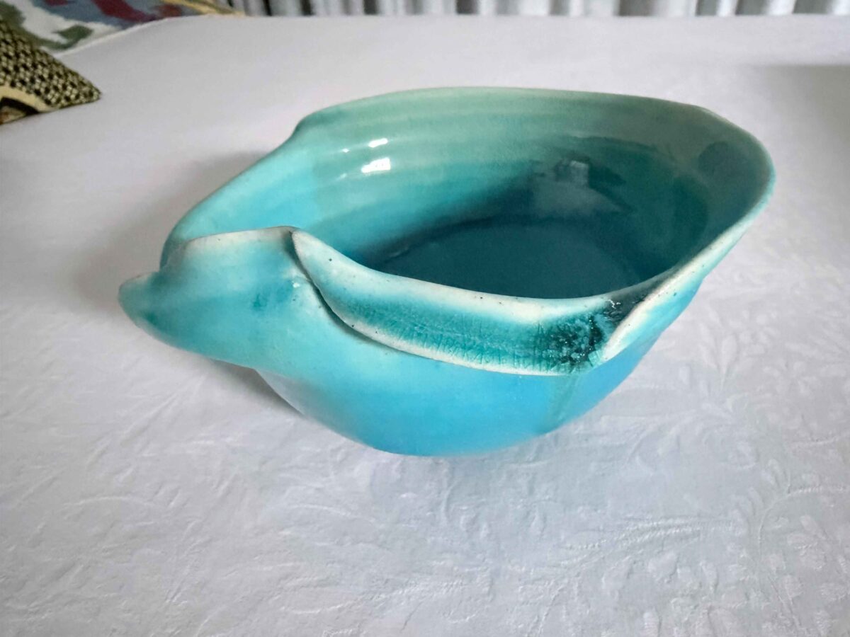 Alternative view of Ceramic Bowl with Two Blue Glazes