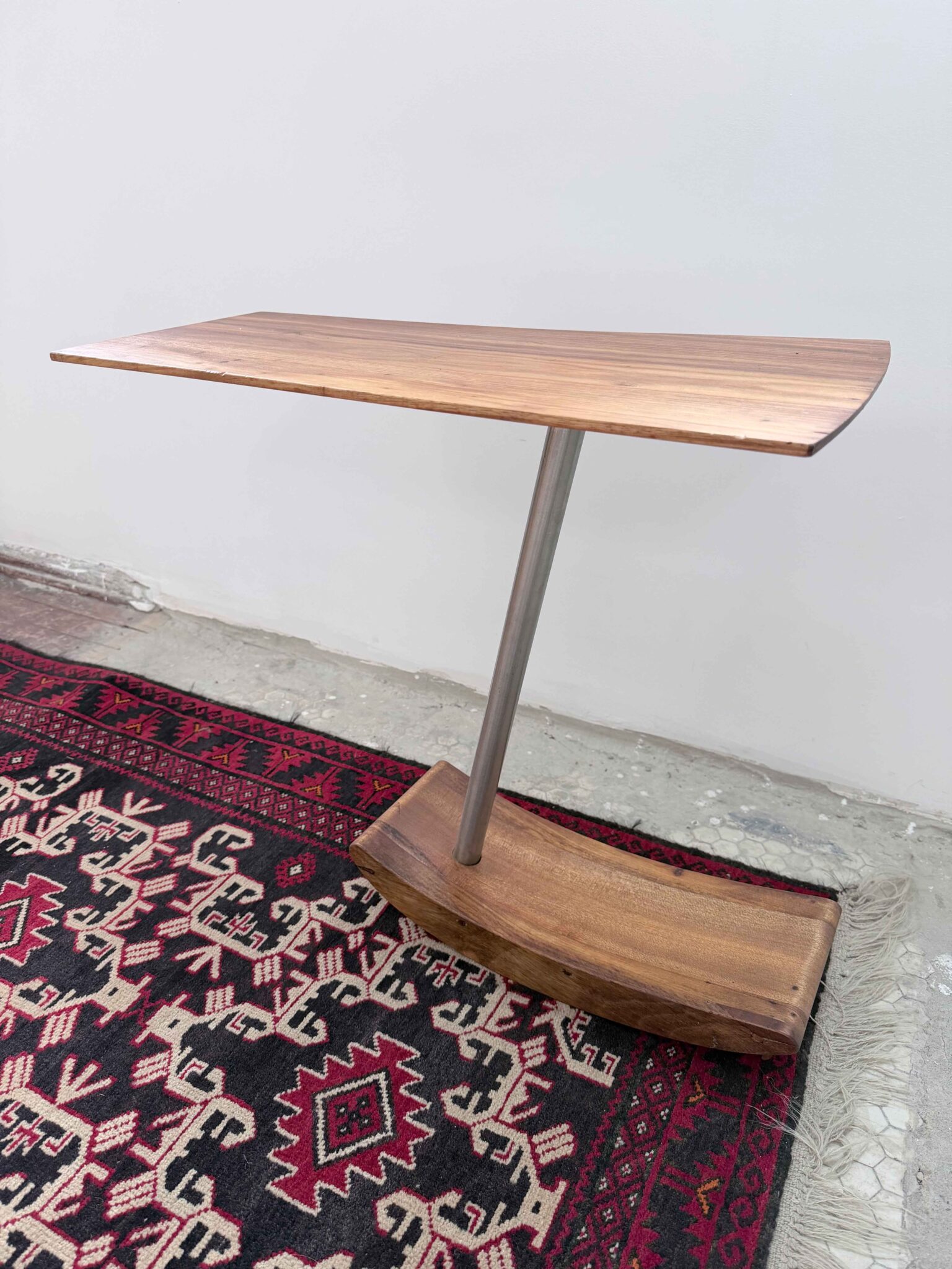 Wooden and Aluminum Side Table